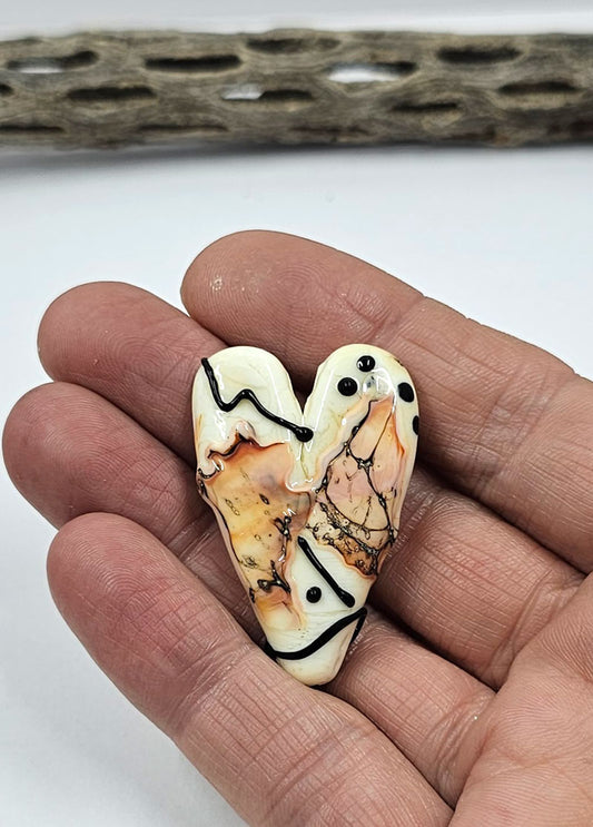 Coral and Ivory Heart