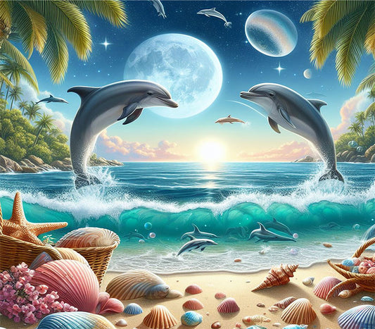 20 oz Skinny Tumbler "Dolphins in the Ocean#1"