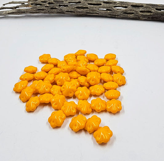 Czech Glass Beads -Folklore (Puffy) Flower Beads 11x11 orange  Pkg of 10