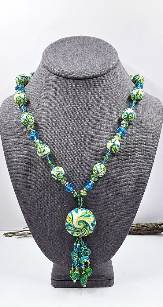 Polymer Clay Necklace with Fringe