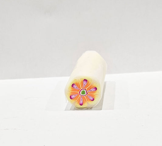 Polymer Clay "Raw Cane" Pink-Orange- Yellow Flower- Approx 2 inches by 1/2 inch