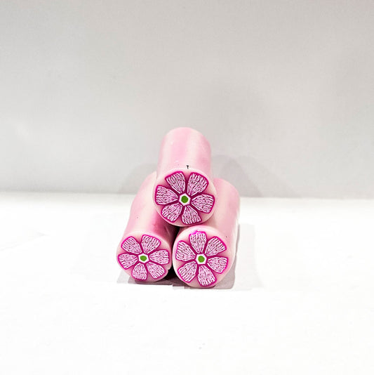 Polymer Clay "Raw Cane"Pink and Green # Flower-Approx 2  inches by 1/2 inch to  3/4 inch