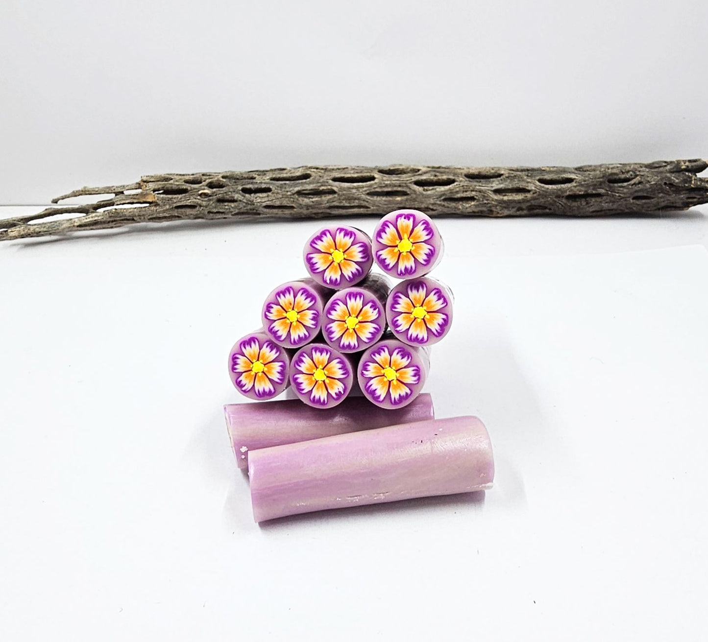 Polymer Clay Purple and Orange Flower Cane