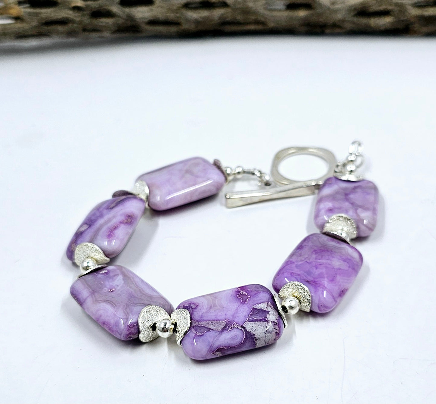 Purple Agate (Dyed) Nugget Bracelet