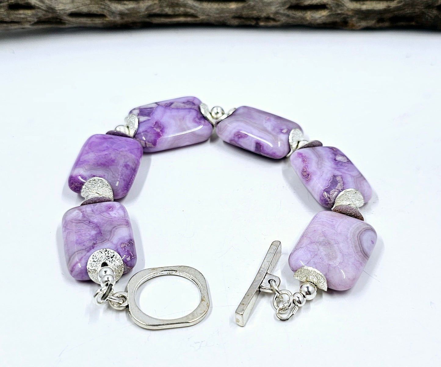 Purple Agate (Dyed) Nugget Bracelet