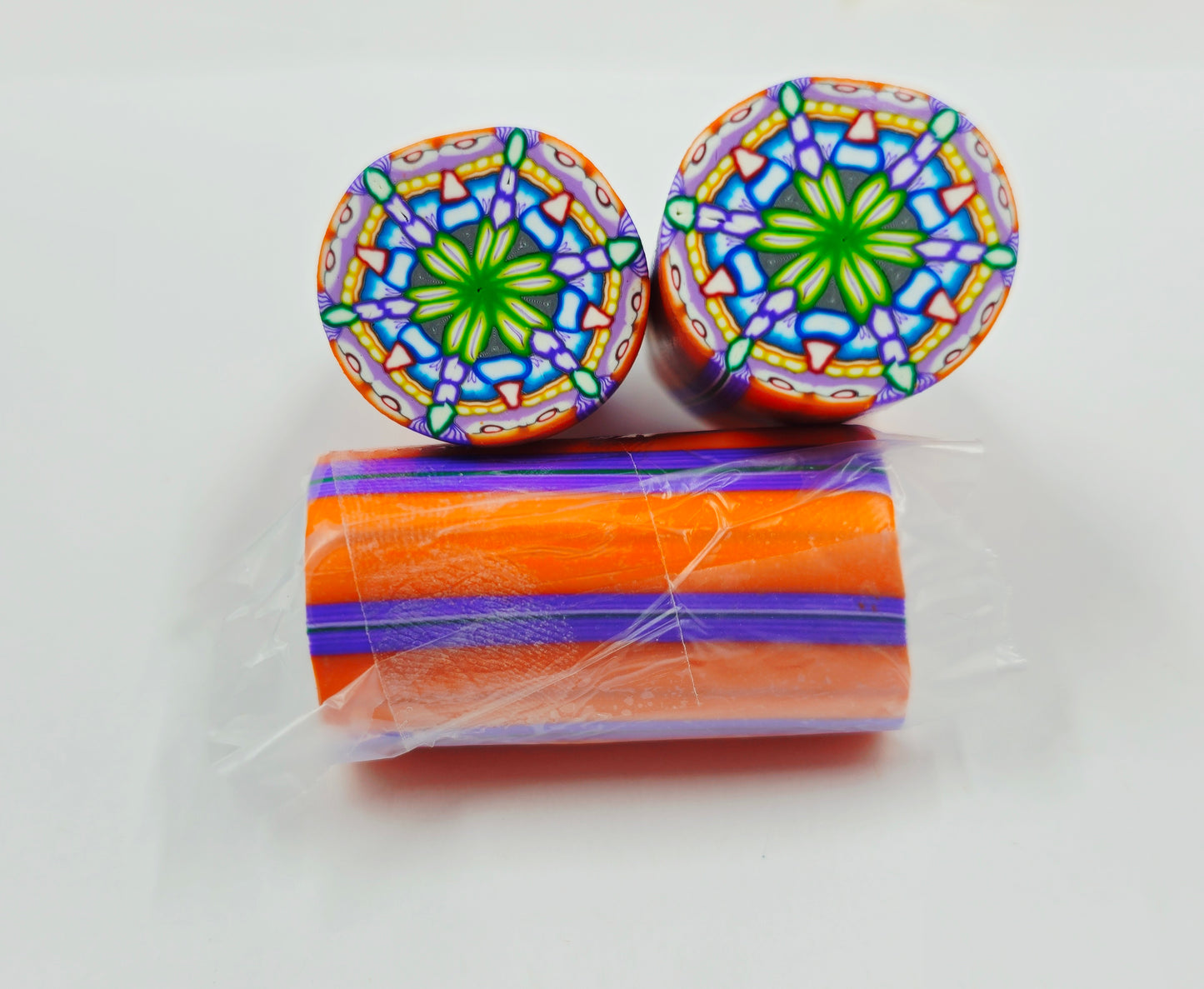 Polymer Clay Raw Cane "Kaleidoscope Green Flower 2 Kato Clay