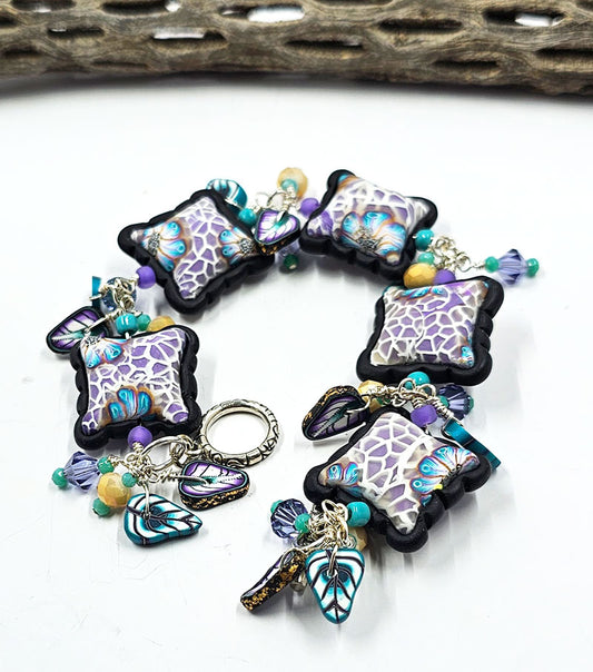 Polymer Clay Purple Pillow Bracelet