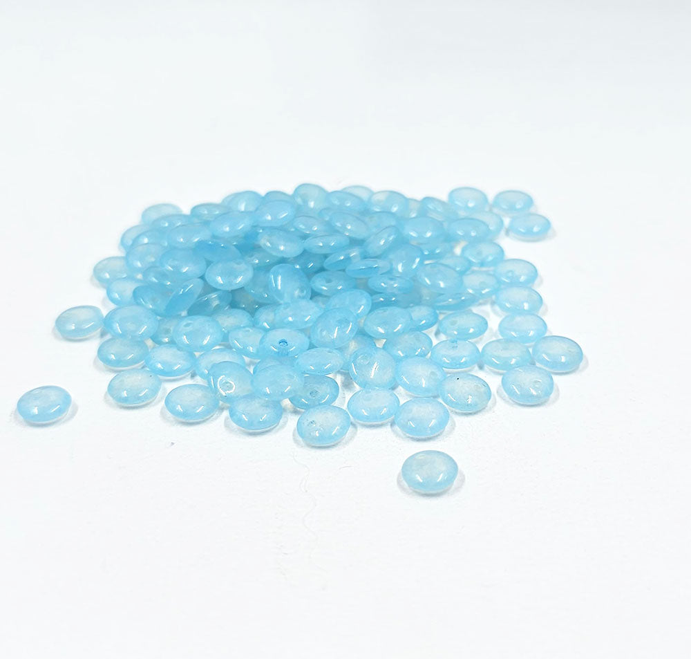 Czech Heart Beads 06x06mm  Teenie Lentil Beads  Powder Blue Top drilled Pkg of 30