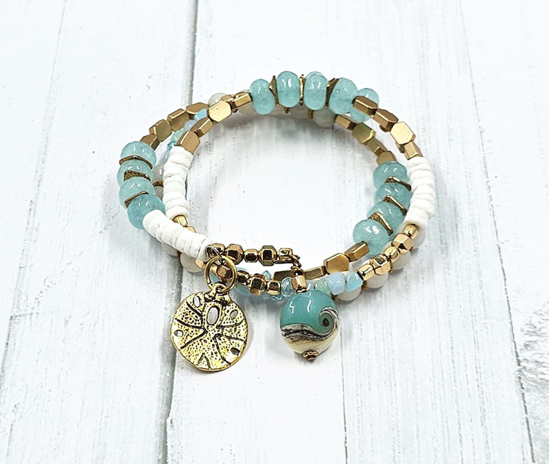 Memory Wire Bracelet Beach Theme