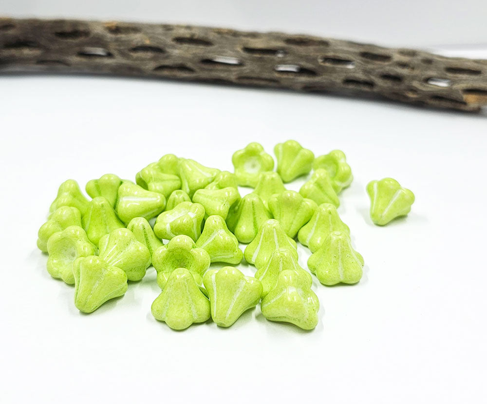 Czech Bellflower 11x13mm Apple Green pkg of 8