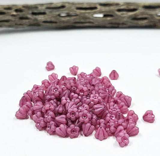 Czech Bellflower 04x06mm Rose Pink with a Rose Wash pkg of 20