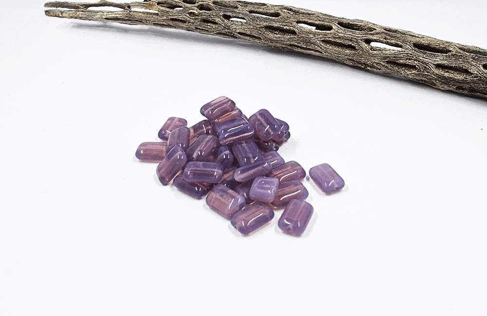 Czech Table Cut Rectangle Beads Lavender Translucent 12x8mm pkg of 10