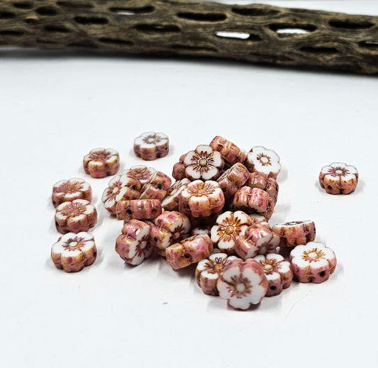 Czech Glass Beads "Table Cut Hawaiian Flower Beads 10x10mm pkg of 12