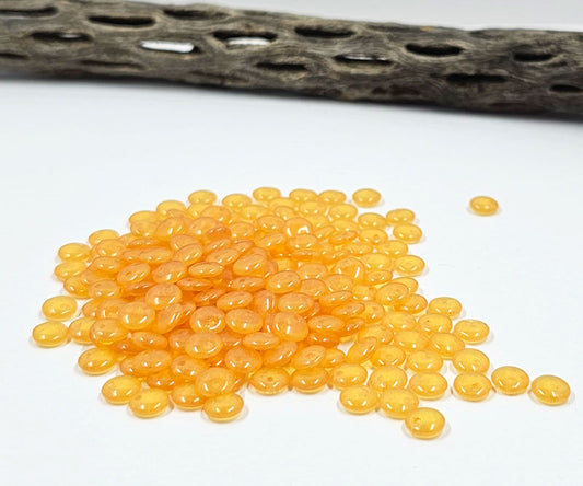 Czech Glass Beads -Baby Lentil Beads 6mm "Orange/Apricot" Pkg of 30