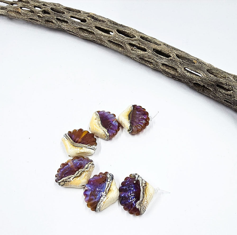 Handmade Lampwork Glass Beads Organic Seashells -SRA