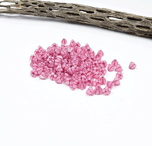 Czech Bellflower 04x06mm LIght Pink with a Rose Wash pkg of 20