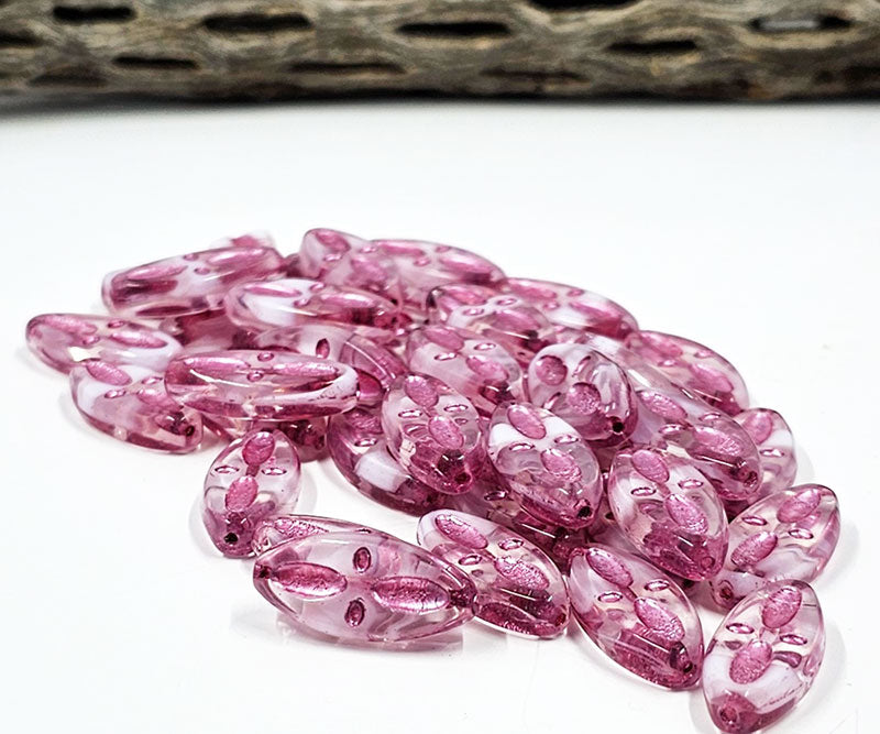 Czech Glass Beads  Ship Oval Beads 20x09 mm  Pkg of 4