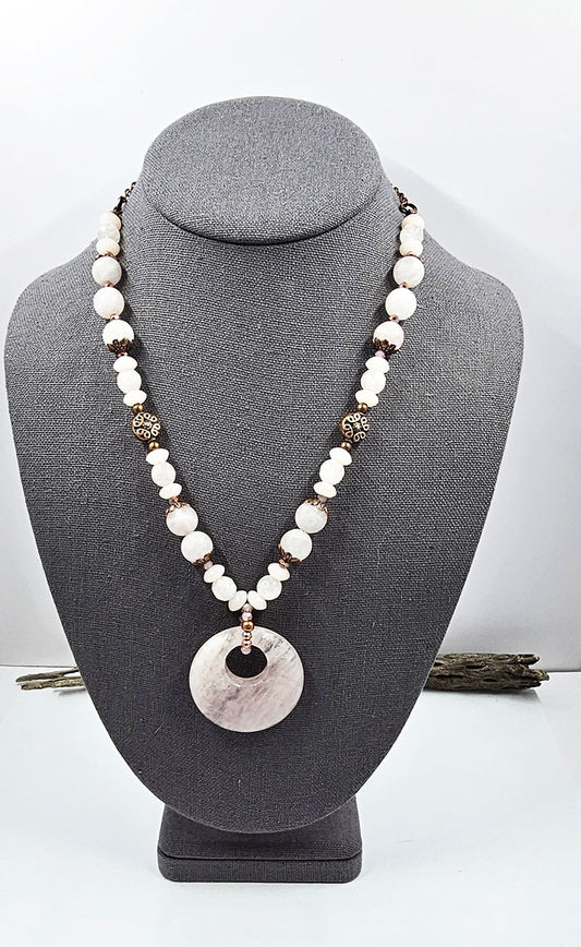 Rose Quartz Necklace with Copper components