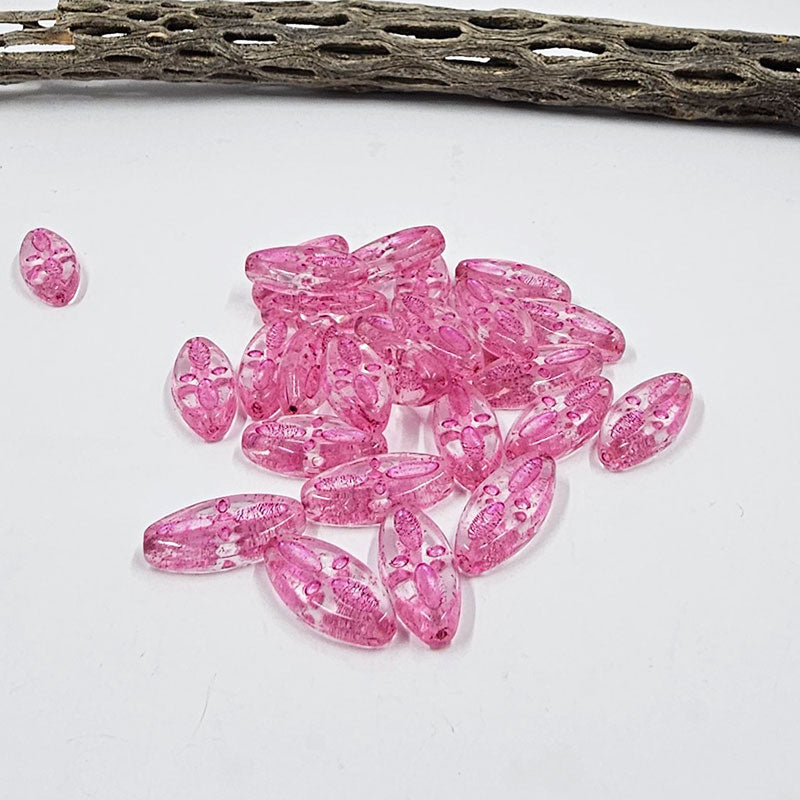 Czech Glass Beads  Ship Oval Beads 20x09 mm  Pkg of 4