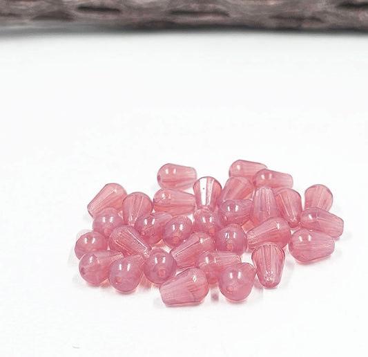 Czech Glass Beads Faceted Teardrop 08x06-pink pkg of 25