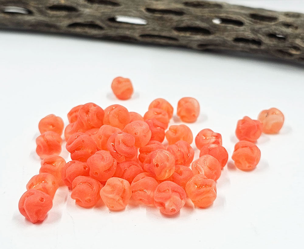 Czech Glass Beads -Yarn Beads-Matte Peach 8mm pkg of10