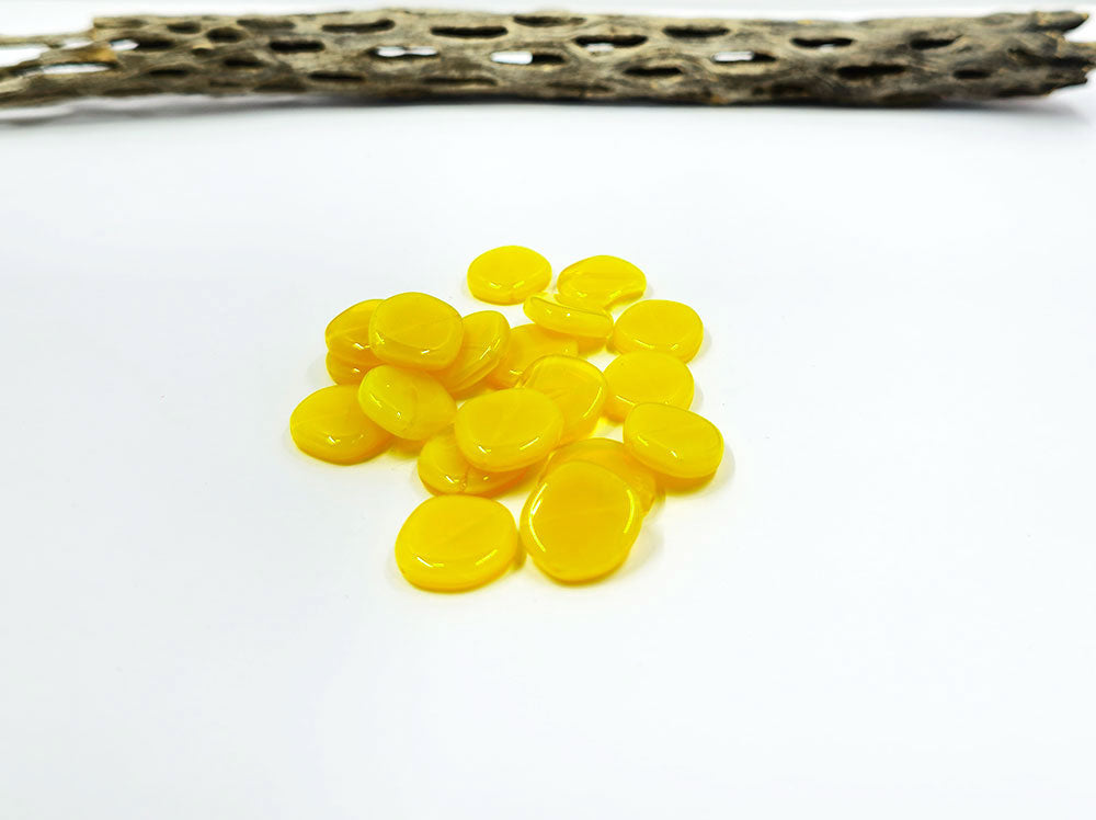 Czech Glass Beads "8 edge lentil bead" Lemon yellow