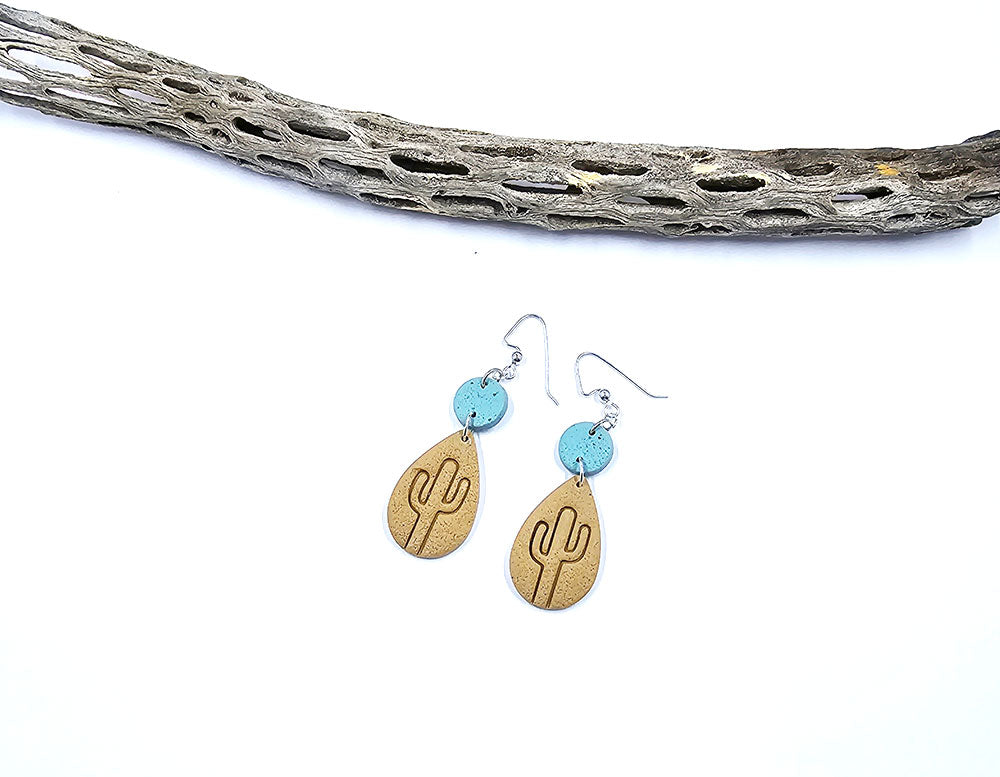 Cactus in a Teardrop Earring Pair