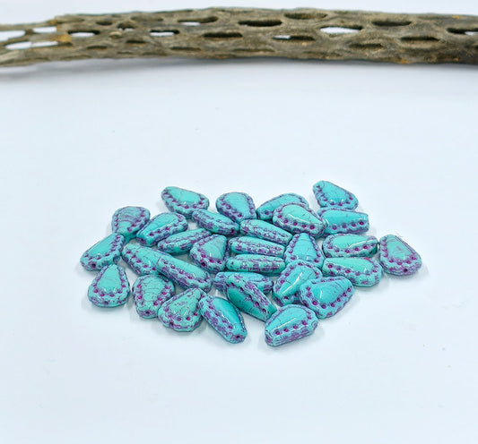 Czech Lacy Teardrop Beads 17x12