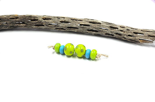 Pea Green and Purple Glass Bead Set